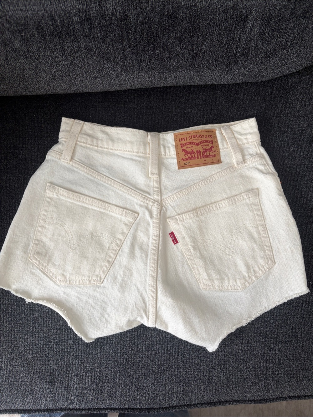 Levi's Cream High-Rise Cutoff Denim Shorts | Size 23